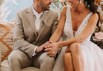 Traje de novio a medida azul
