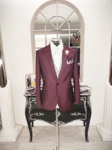 Traje lana y mohair burdeos Dormeuil