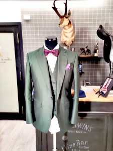 Traje mohair verde liso Holland & Sherry